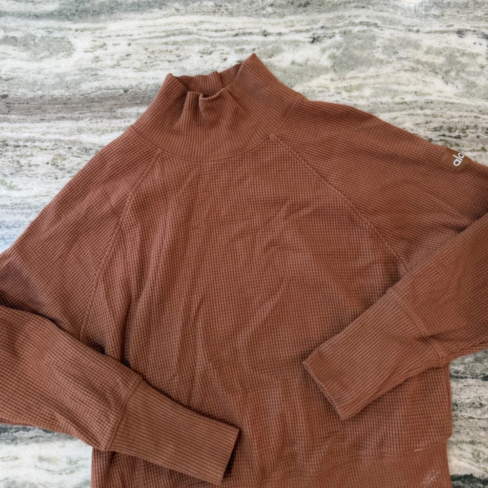 Alo Yoga Waffle Knit Weekend Escape Cowl Neck Sweater